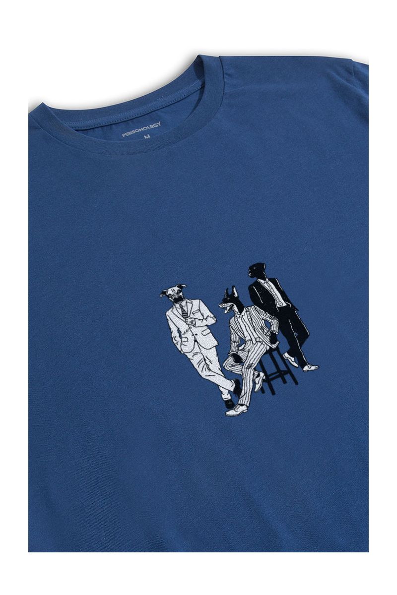 Navy Soft Fabric Abstract Design Short Sleeve Tee