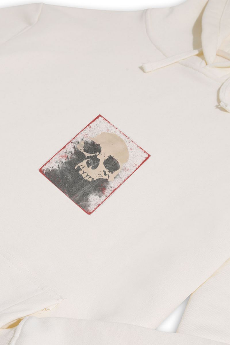 Ecru Premium Cotton Skull Design Pullover Hoodie