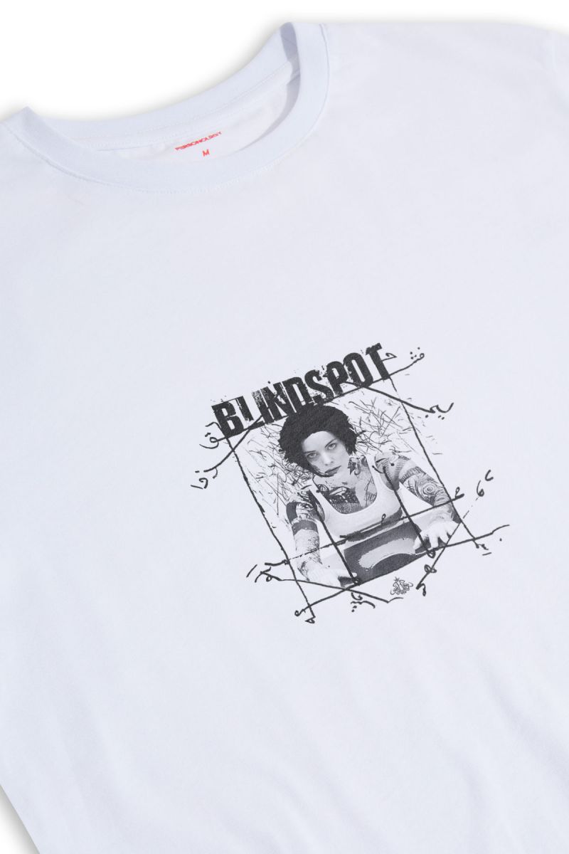 White Soft Fabric Blinspot Design Short Sleeve Tee
