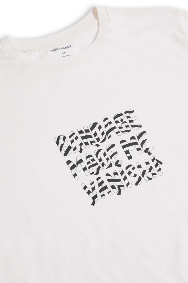Off White Soft Fabric Vanish Design Short Sleeve Tee