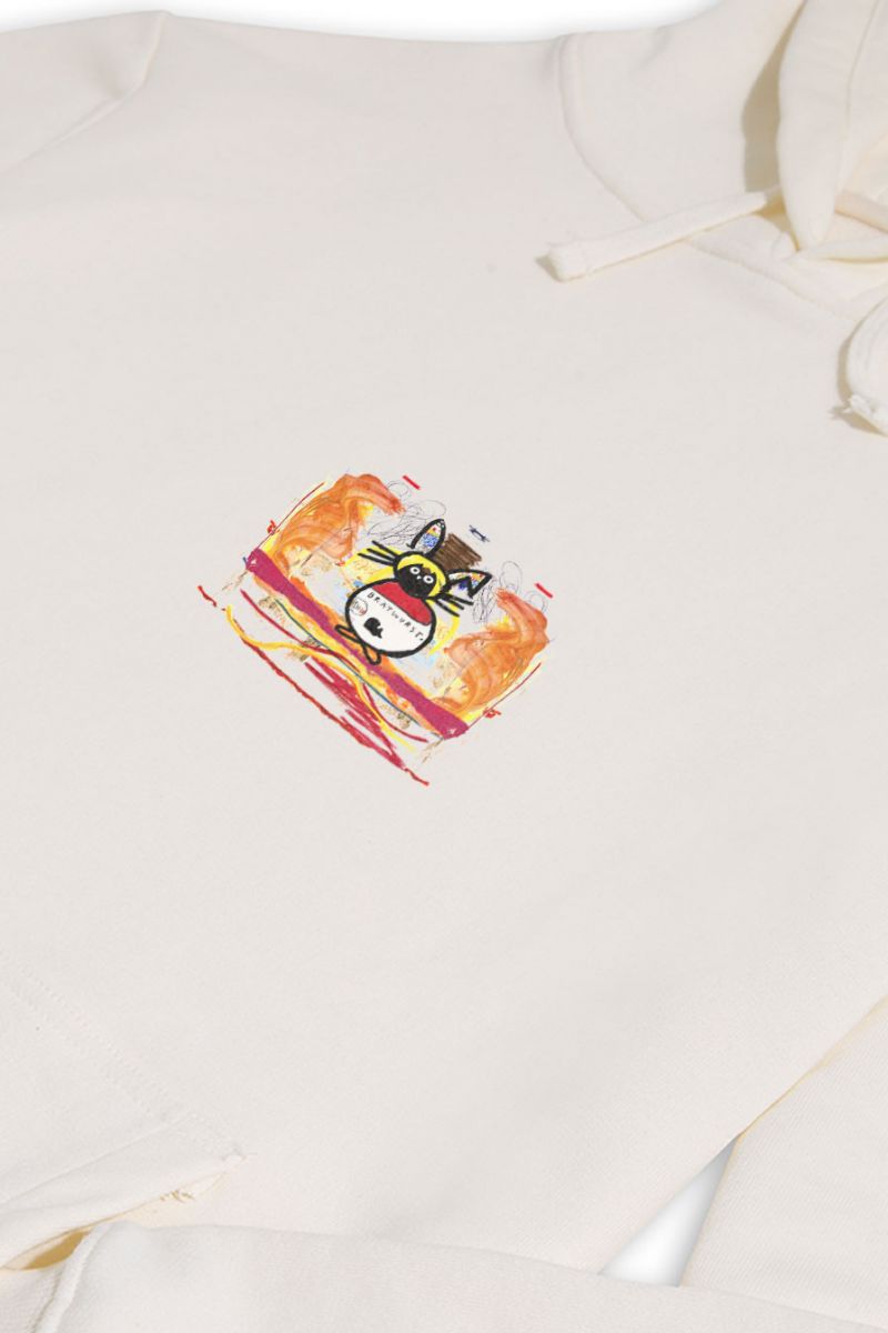 Ecru Premium Cotton Bee Design Pullover Hoodie