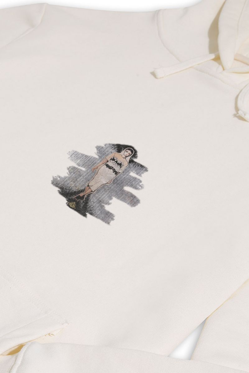 Ecru Premium Cotton Girl Design Pullover Hoodie