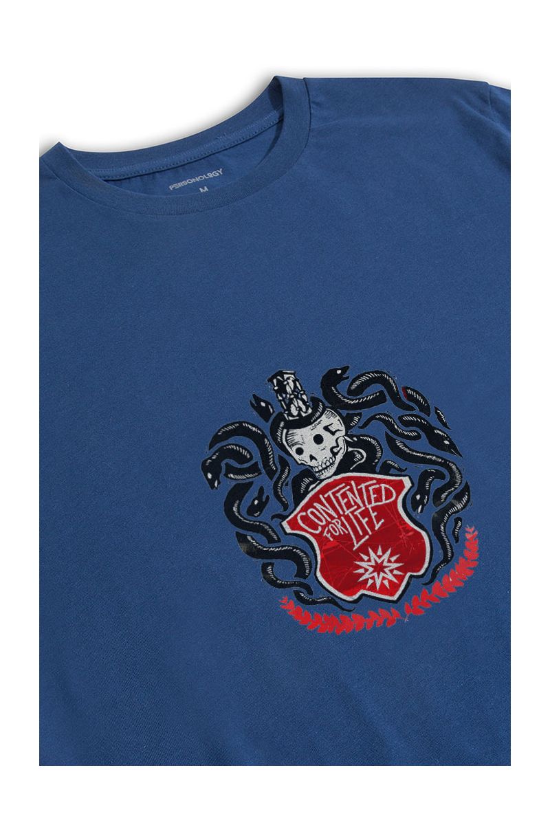 Navy Soft Fabric Skull Design Short Sleeve Tee