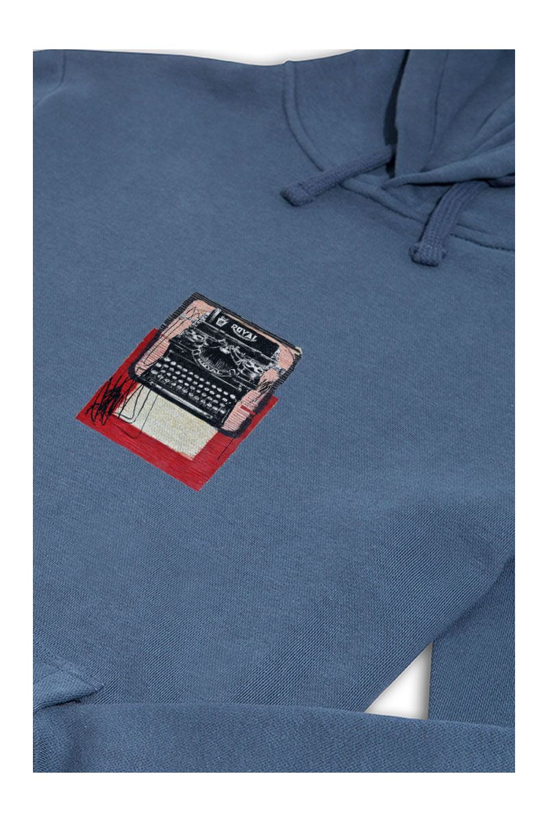 Navy Premium Cotton Typewriter Design Pullover Hoodie