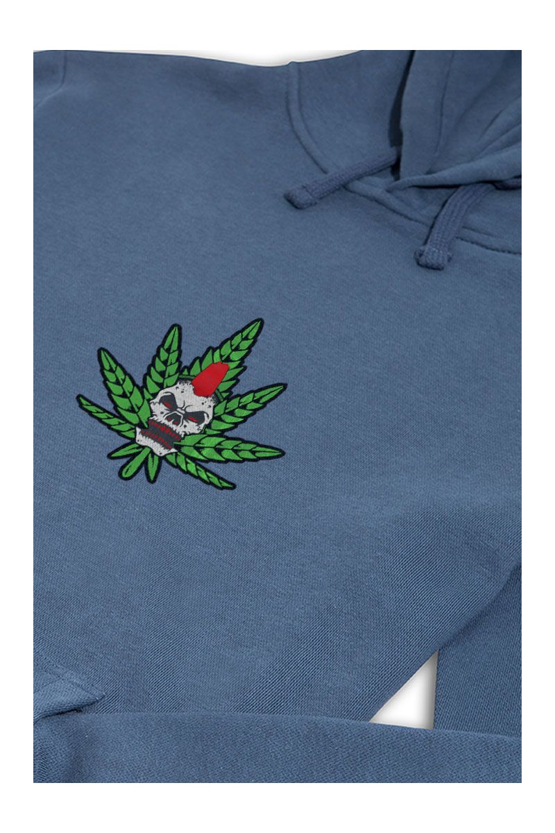 Navy Premium Cotton Cannabis Design Pullover Hoodie