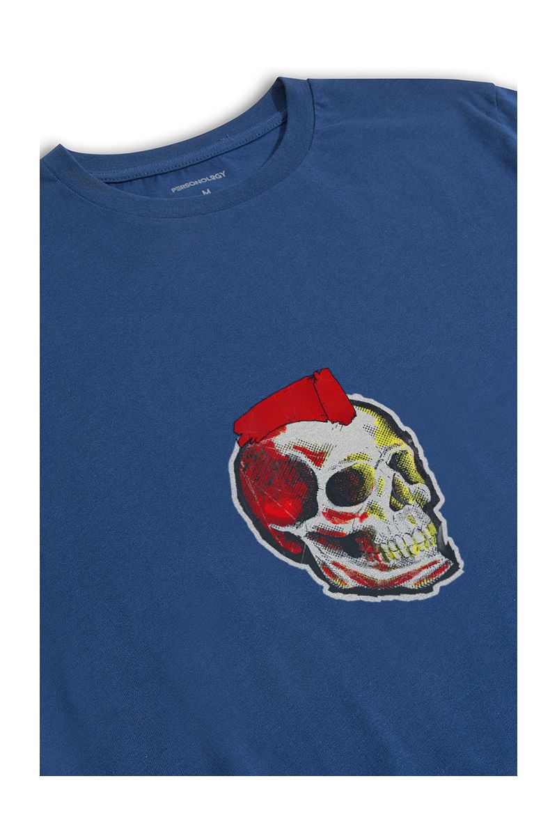 Navy Soft Fabric Skull Design Short Sleeve Tee