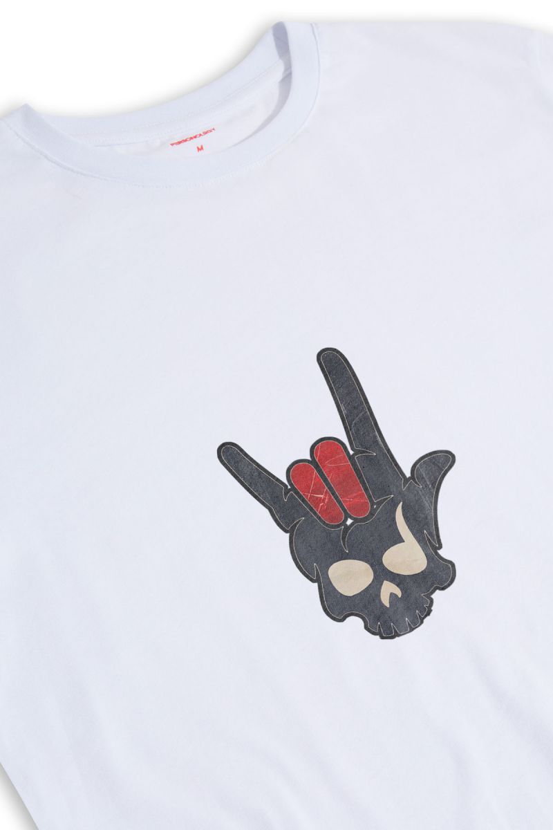 White Soft Fabric Skull Design Short Sleeve Tee