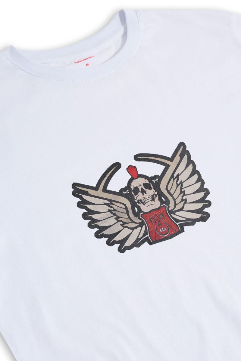 White Soft Fabric Skull Design Short Sleeve Tee