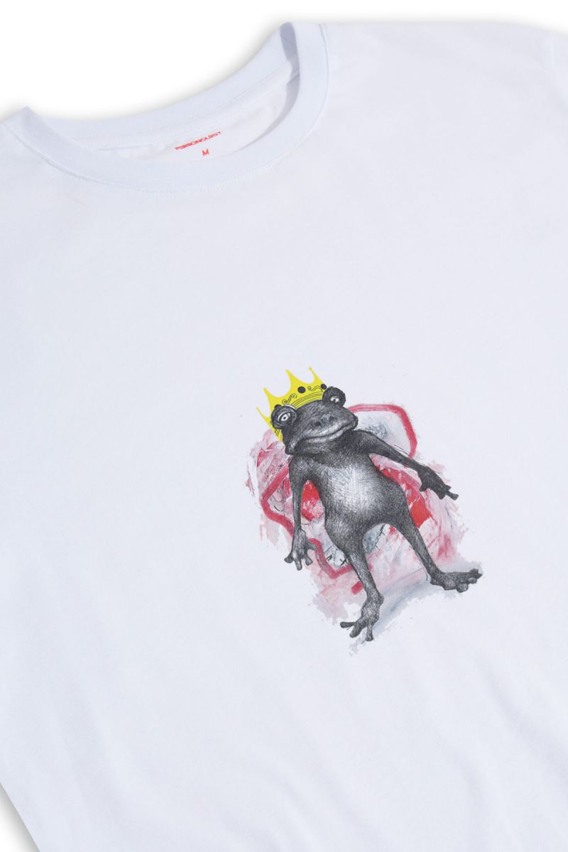 White Soft Fabric Frog Design Short Sleeve Tee