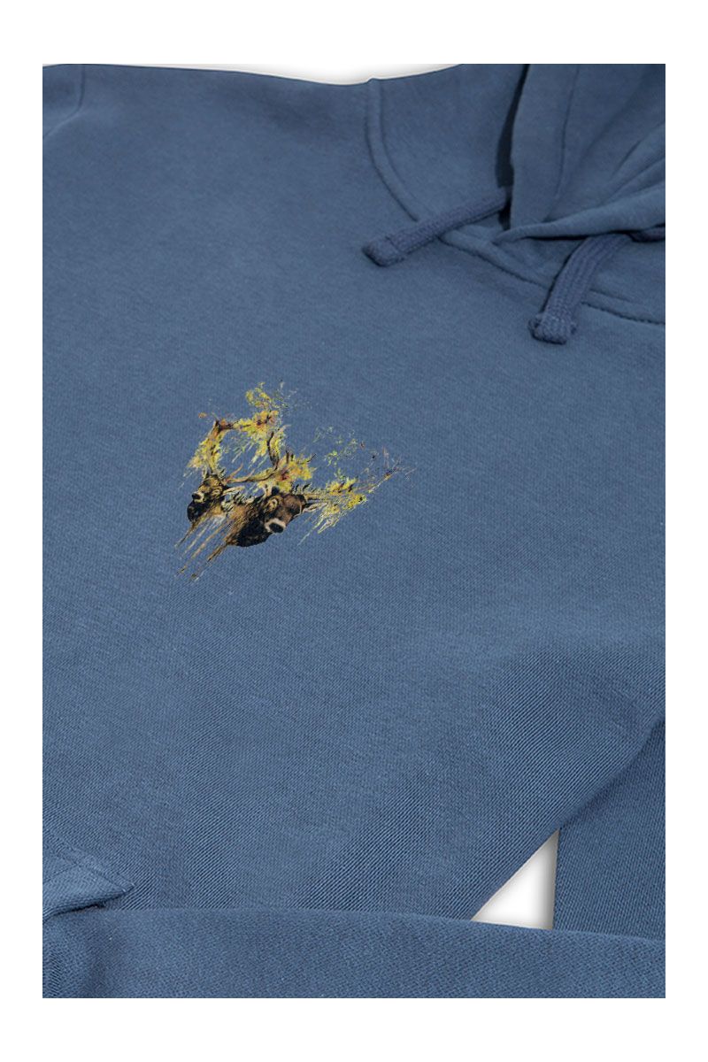 Navy Premium Cotton Moose Design Pullover Hoodie