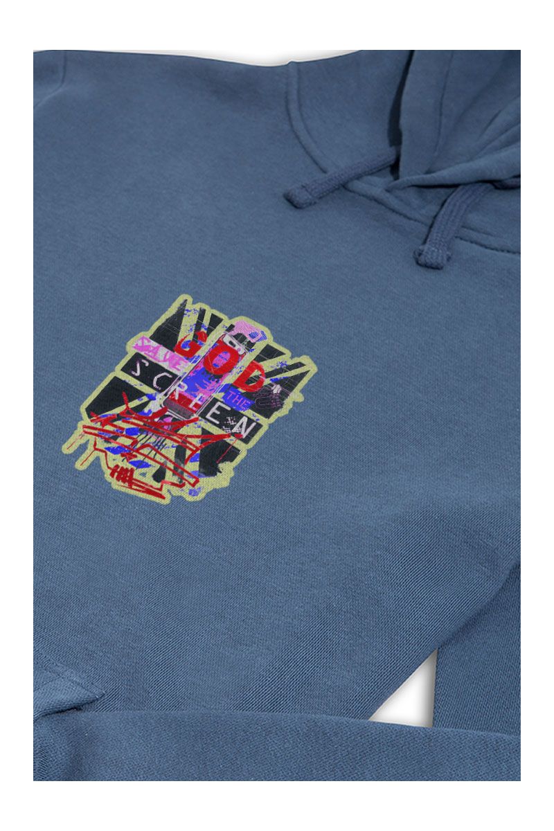 Navy Premium Cotton God Save The Screen Design Pullover Hoodie