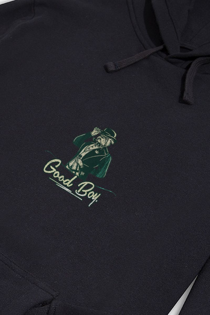 Black Premium Cotton Good Boy Design Pullover Hoodie