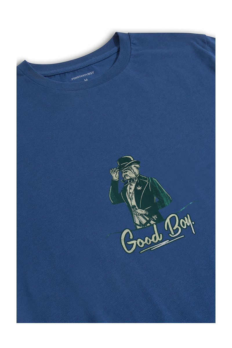 Navy Soft Fabric Good Boy Design Short Sleeve Tee