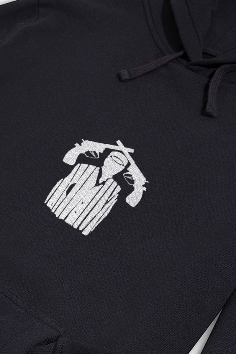 Black Premium Cotton Guns Design Pullover Hoodie