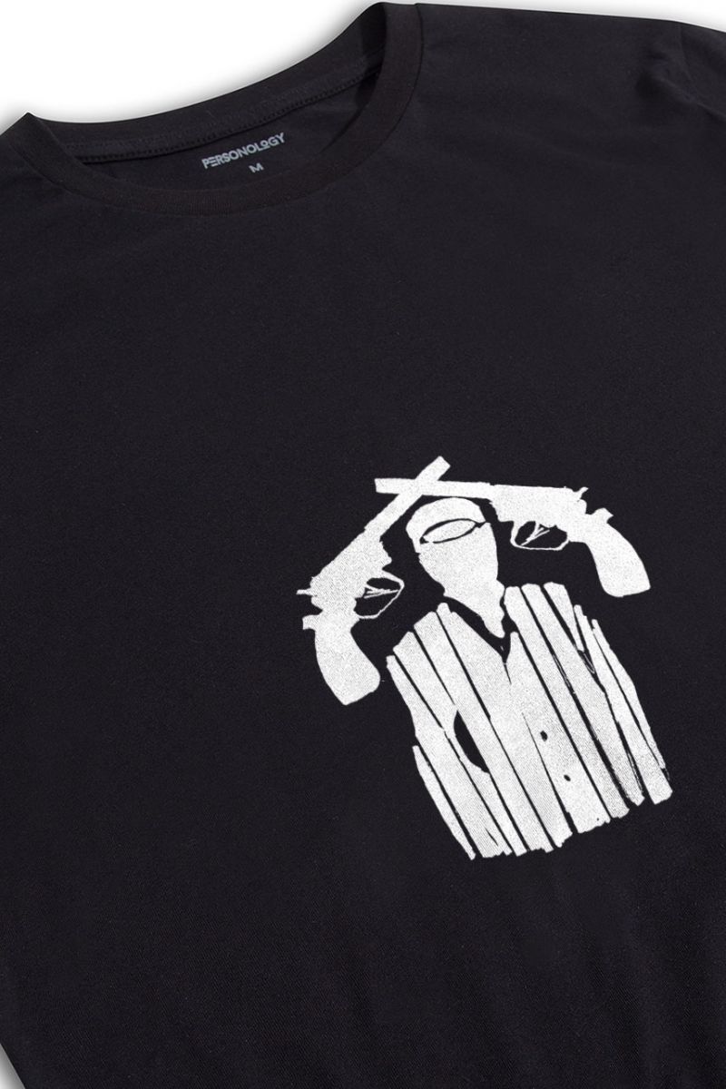 Black Soft Fabric Guns Design Short Sleeve Tee