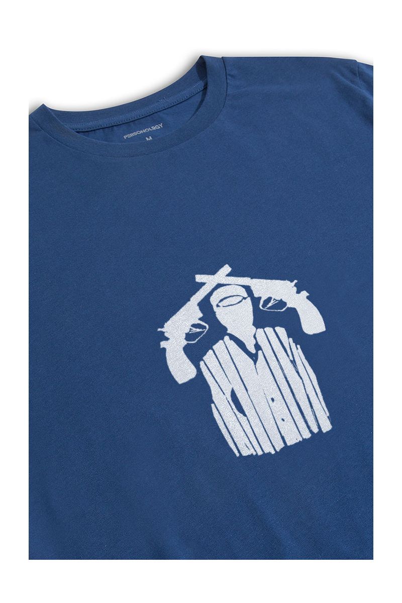 Navy Soft Fabric Guns Design Short Sleeve Tee