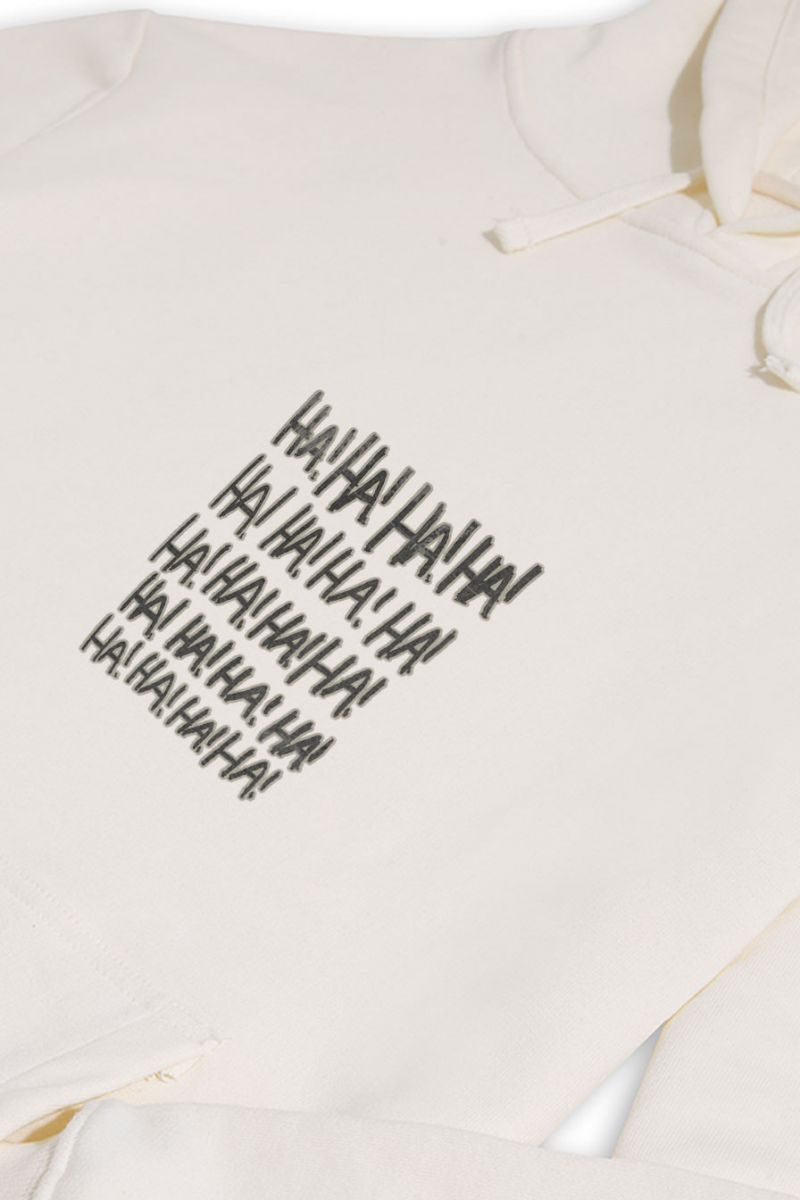 Ecru Premium Cotton Ha Ha Ha! Design Pullover Hoodie