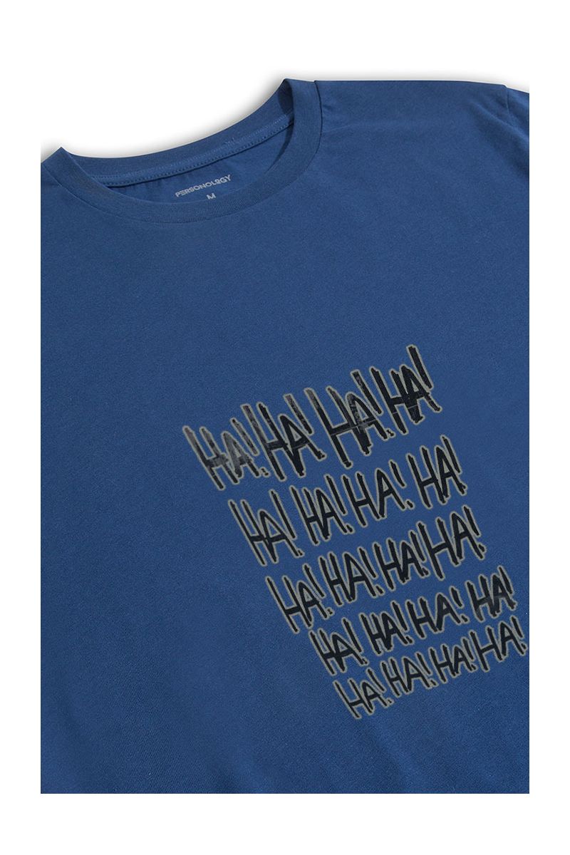 Navy Soft Fabric Ha Ha Ha! Design Short Sleeve Tee