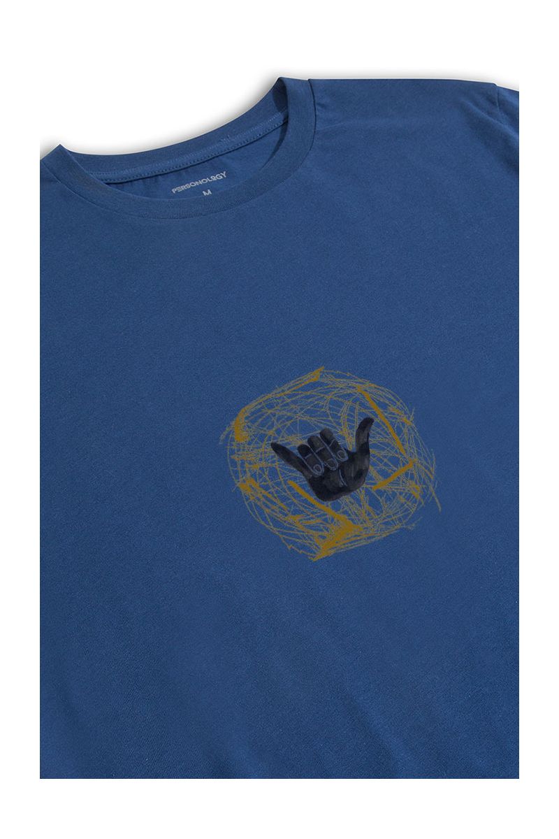 Navy Soft Fabric Hand Design Short Sleeve Tee
