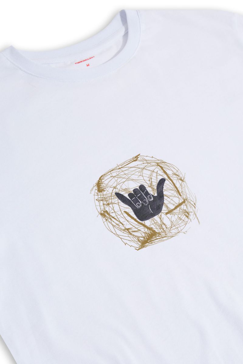 White Soft Fabric Hand Design Short Sleeve Tee