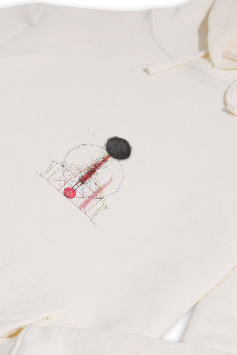 Ecru Premium Cotton Abstract Design Pullover Hoodie