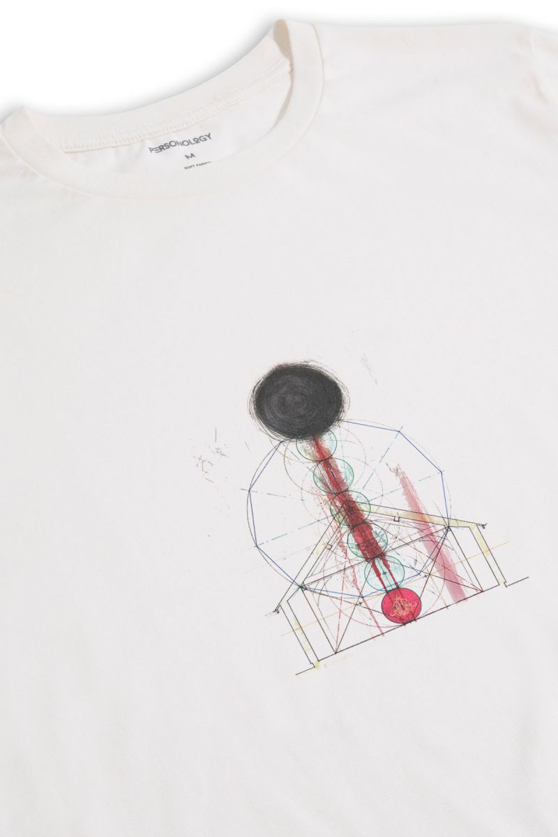 Off White Soft Fabric Abstract Design Short Sleeve Tee