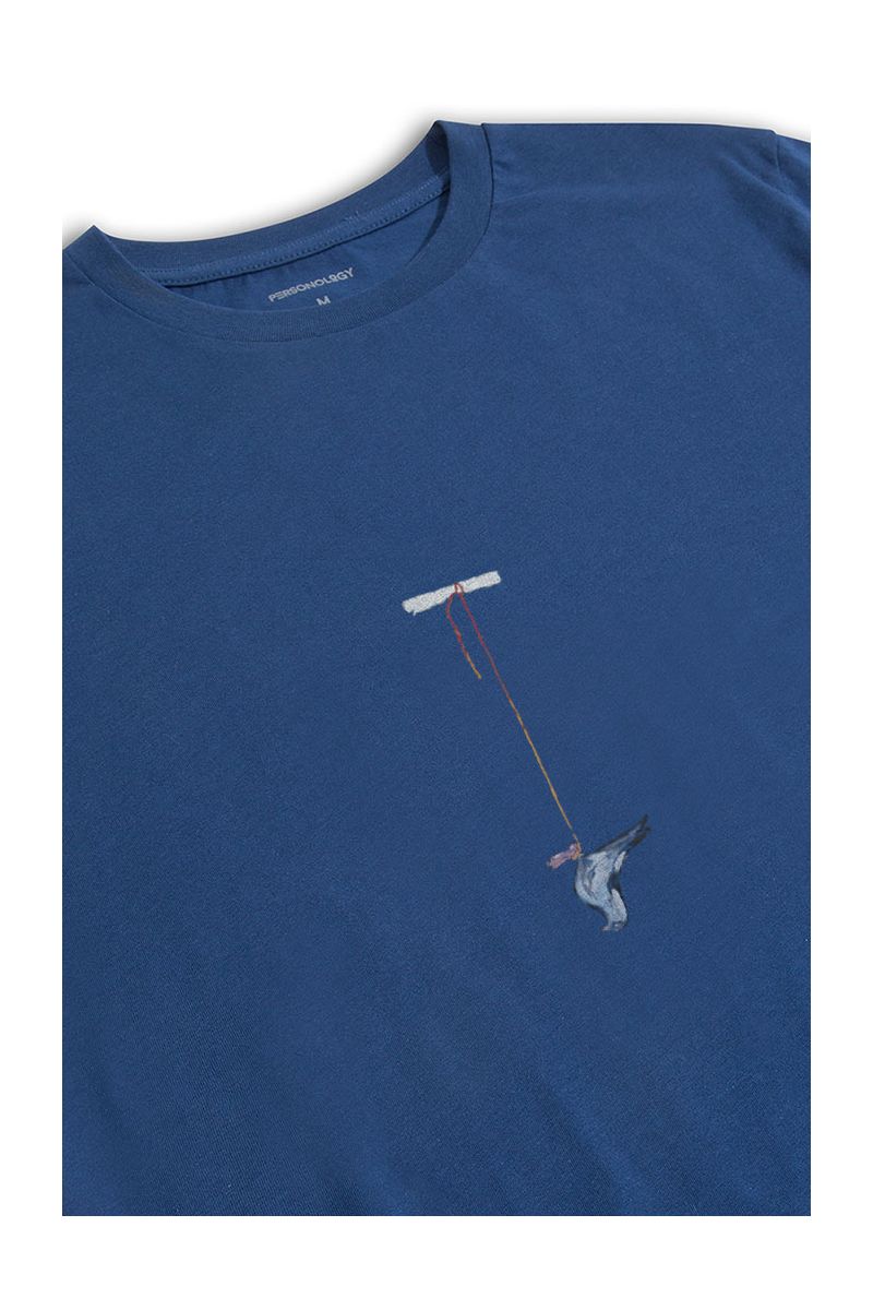 Navy Soft Fabric Abstract Design Short Sleeve Tee