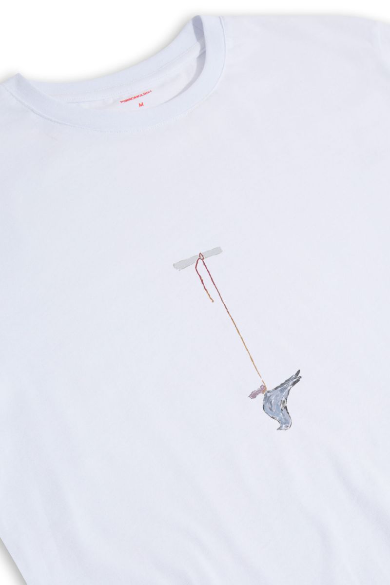 White Soft Fabric Abstract Design Short Sleeve Tee