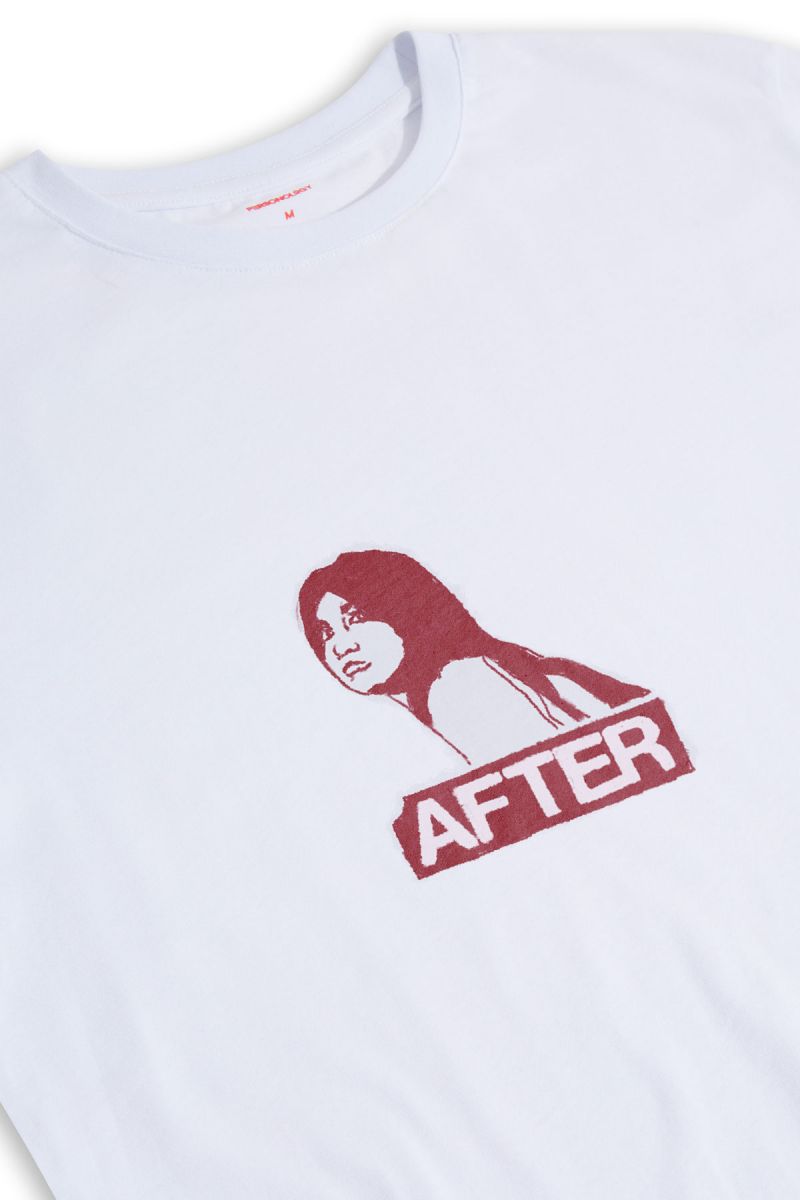 White Soft Fabric After Design Short Sleeve Tee