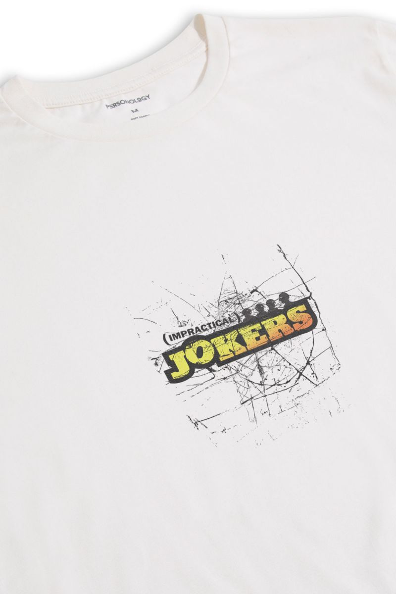 Off White Soft Fabric Impractical Jokers Design Short Sleeve Tee