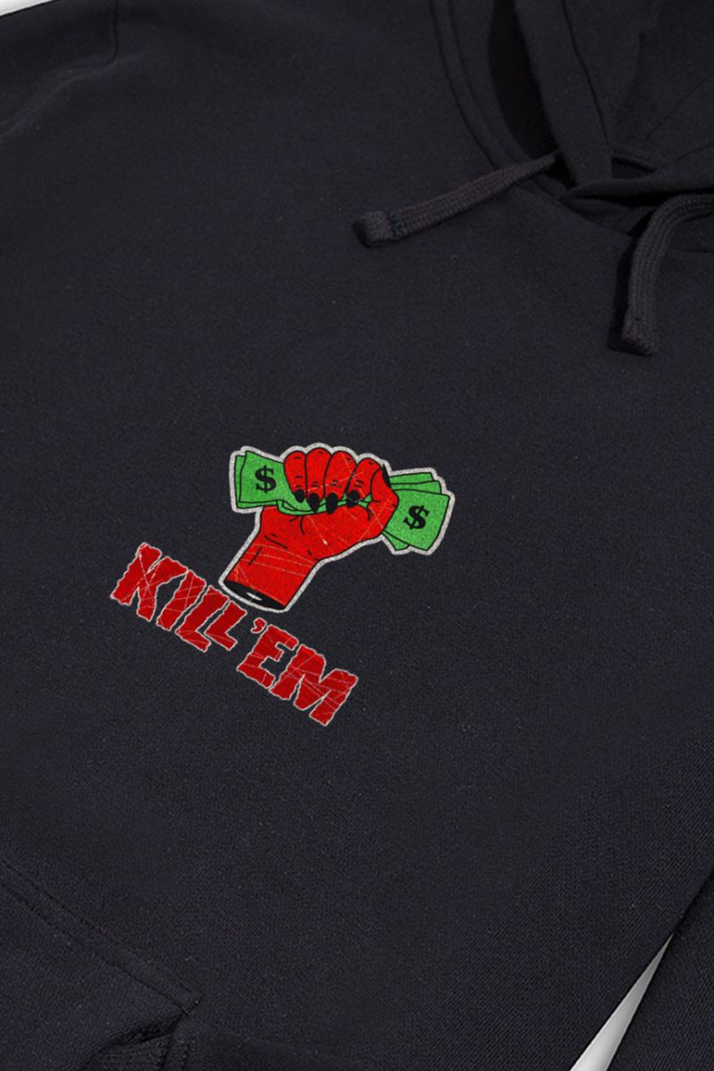 Black Premium Cotton Kill Them Design Pullover Hoodie
