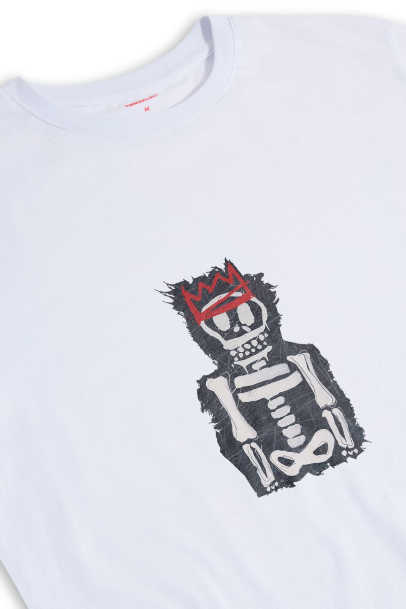 White Soft Fabric Skeleton Design Short Sleeve Tee
