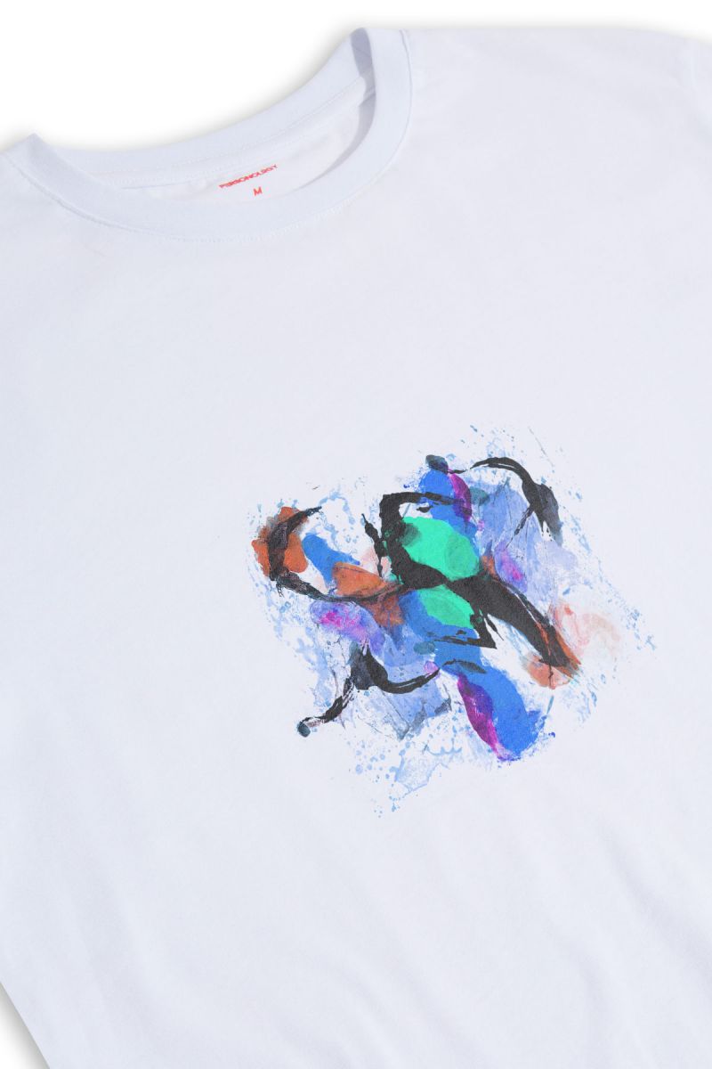 White Soft Fabric Abstract Design Short Sleeve Tee