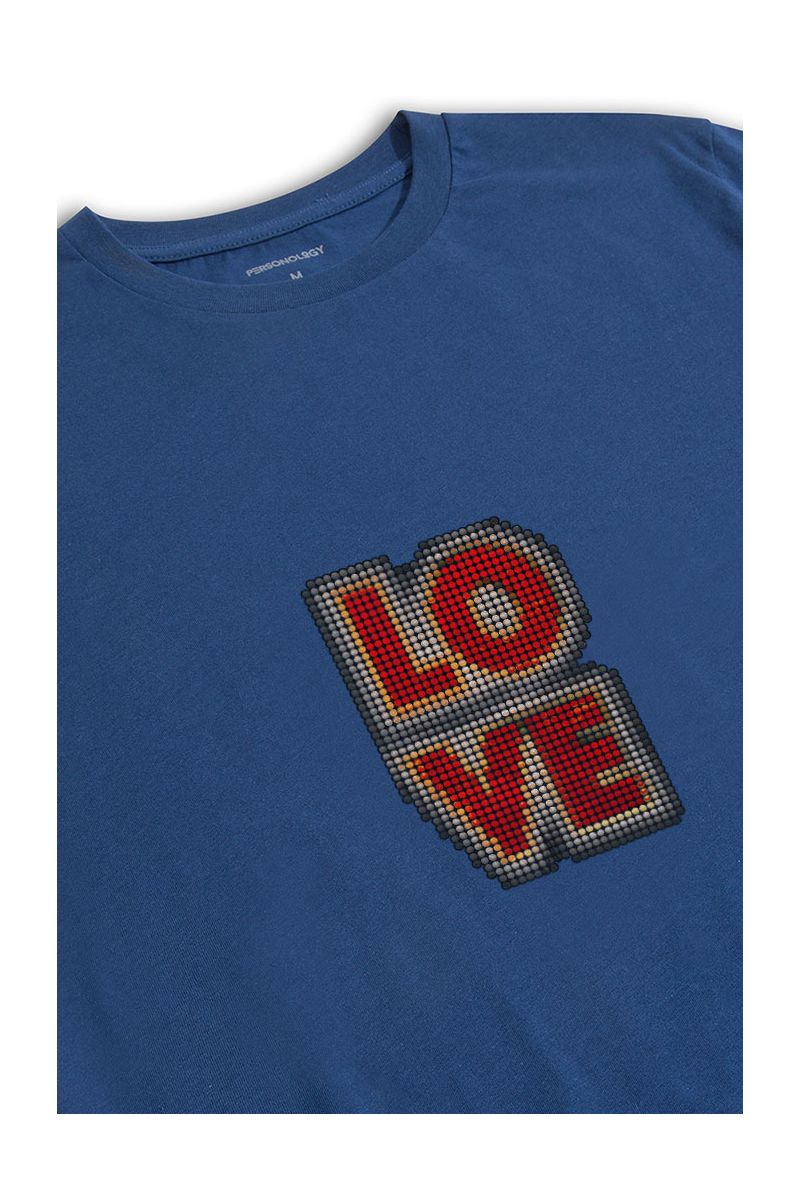 Navy Soft Fabric Love Design Short Sleeve Tee