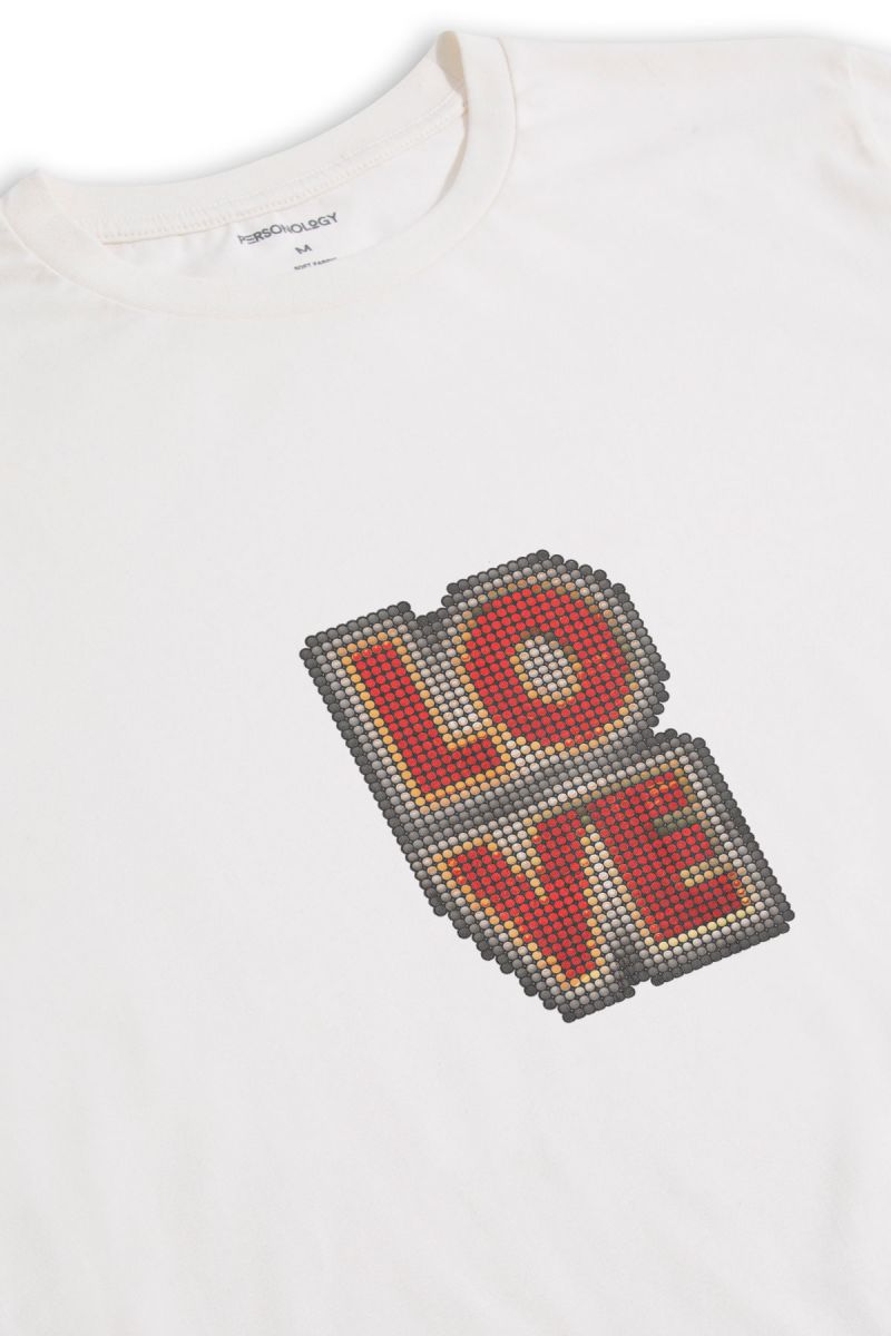 Off White Soft Fabric Love Design Short Sleeve Tee