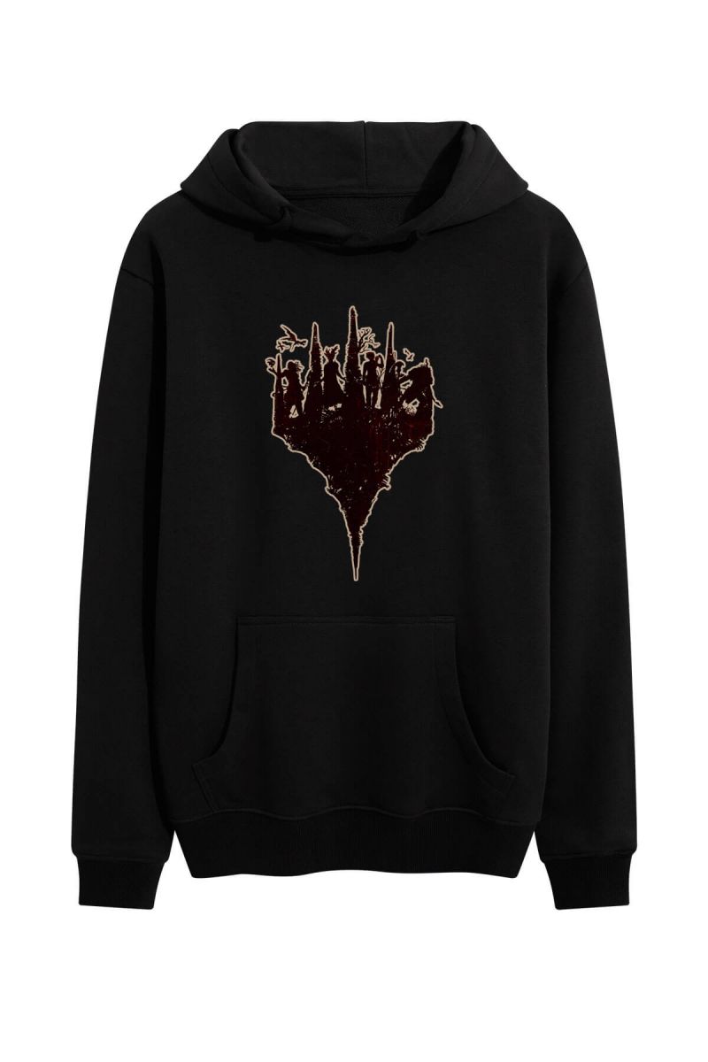 Black Premium Cotton Abstract Design Pullover Hoodie