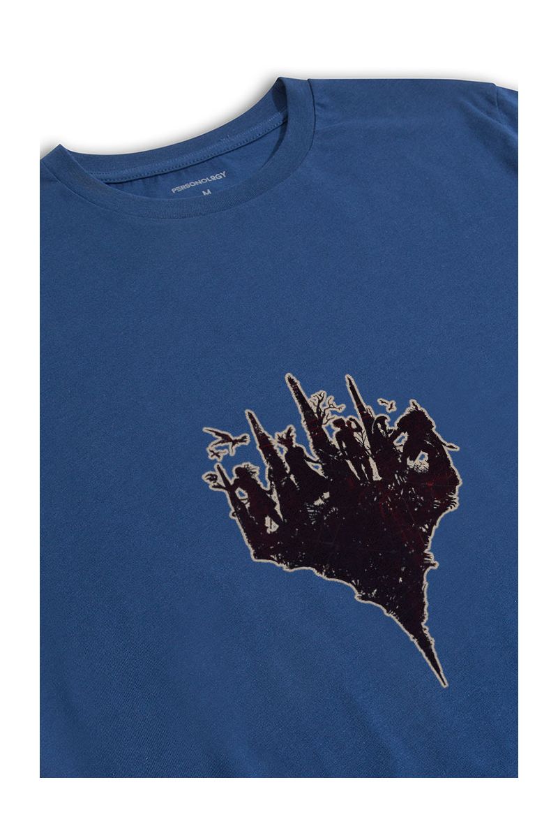 Navy Soft Fabric Abstract Design Short Sleeve Tee