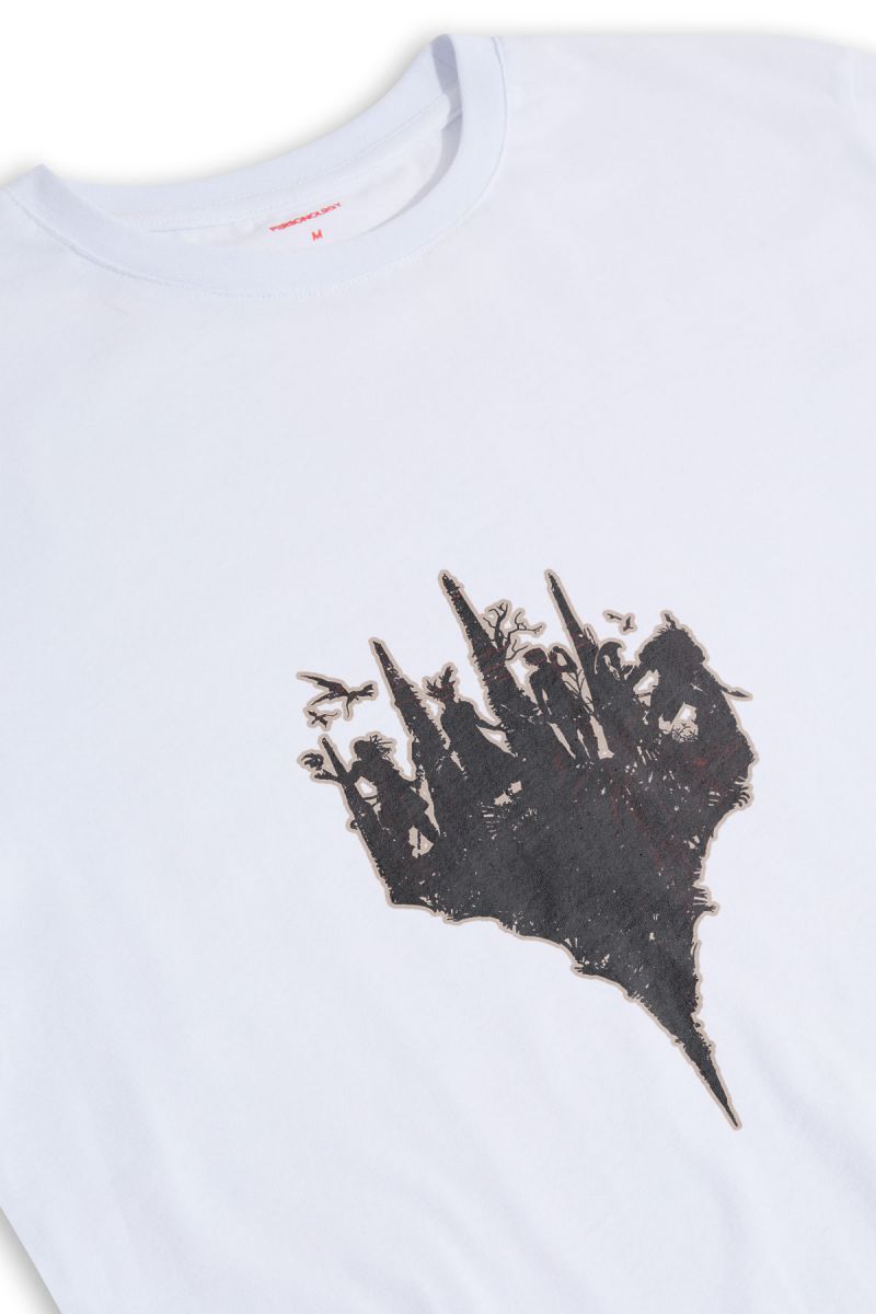 White Soft Fabric Abstract Design Short Sleeve Tee