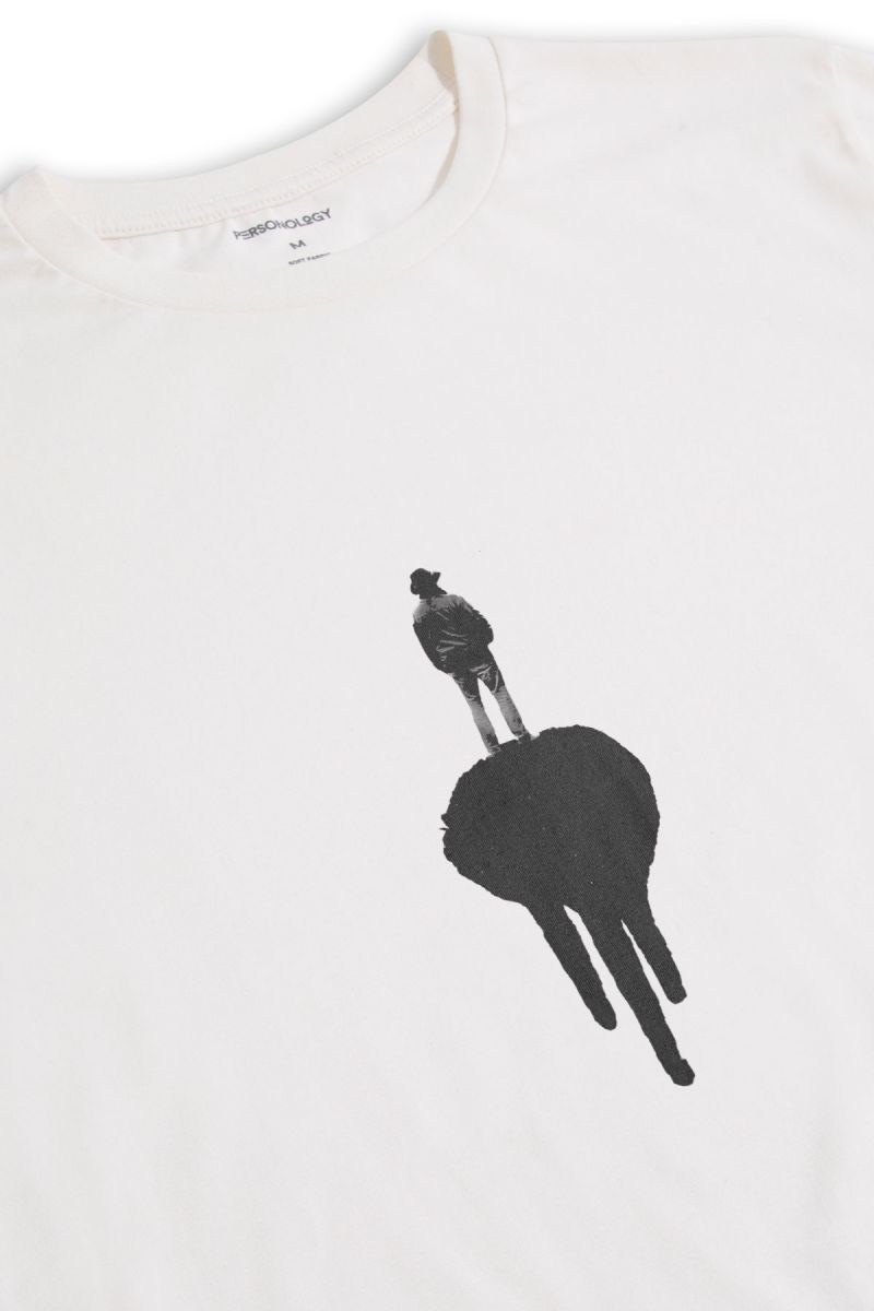 Off White Soft Fabric Abstract Design Short Sleeve Tee