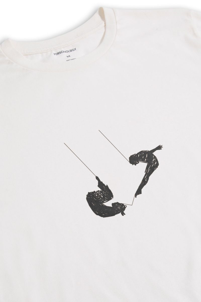 Off White Soft Fabric Circus Design Short Sleeve Tee