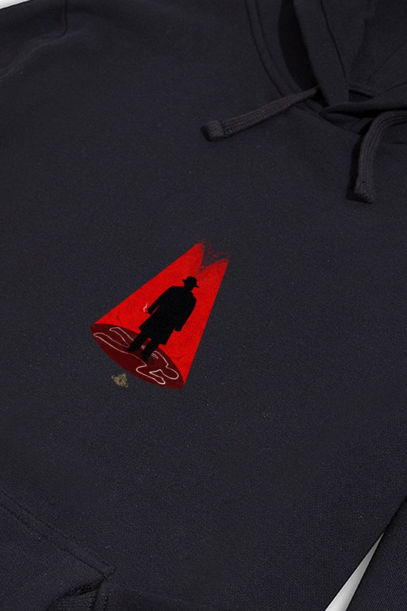 Black Premium Cotton Detective Design Pullover Hoodie