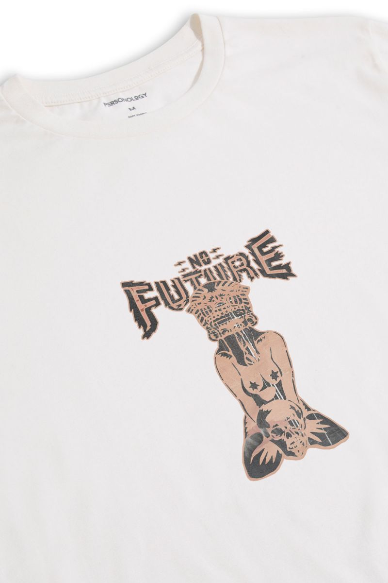 Off White Soft Fabric No Future Design Short Sleeve Tee