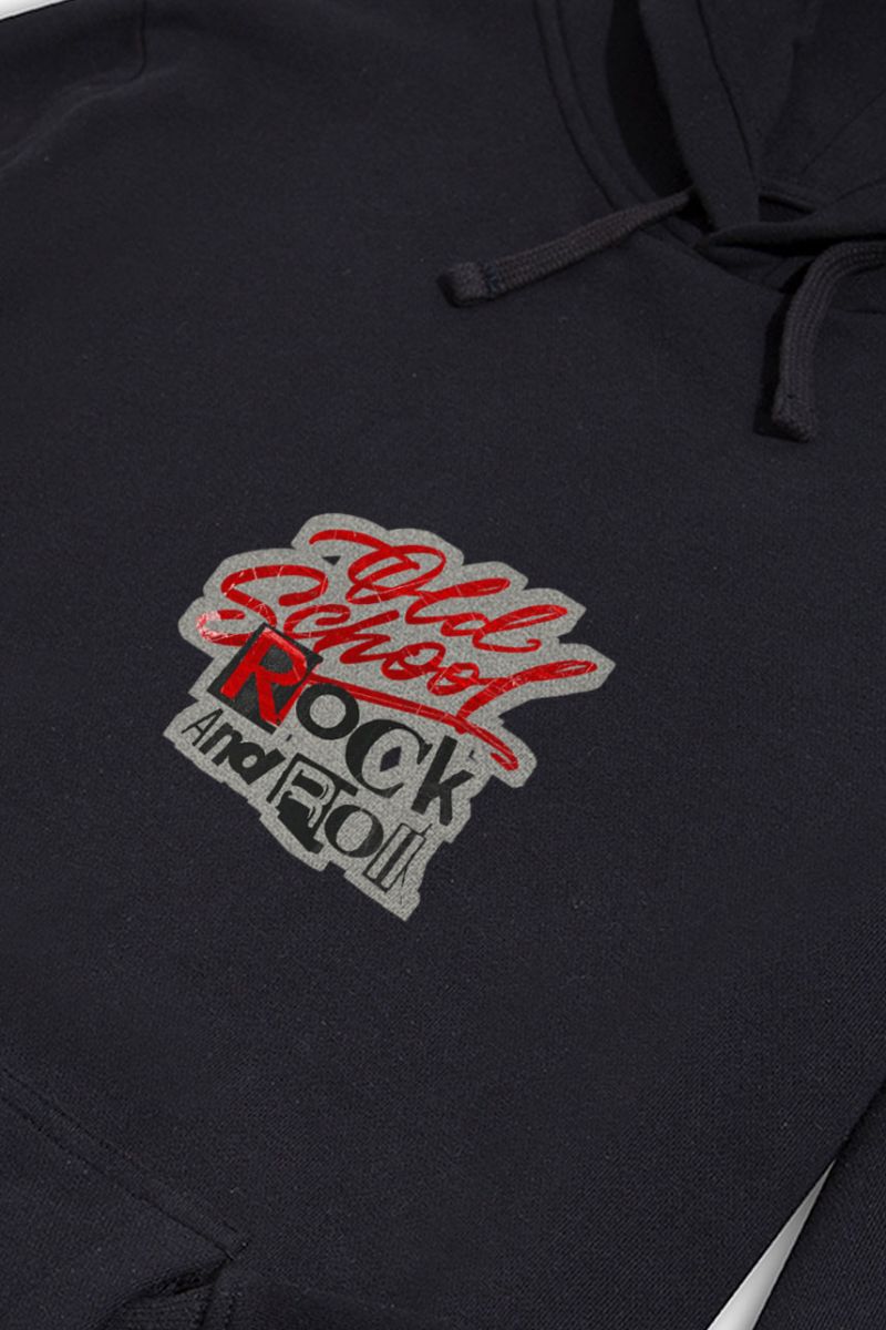 Black Premium Cotton Old school Rock and Roll Design Pullover Hoodie