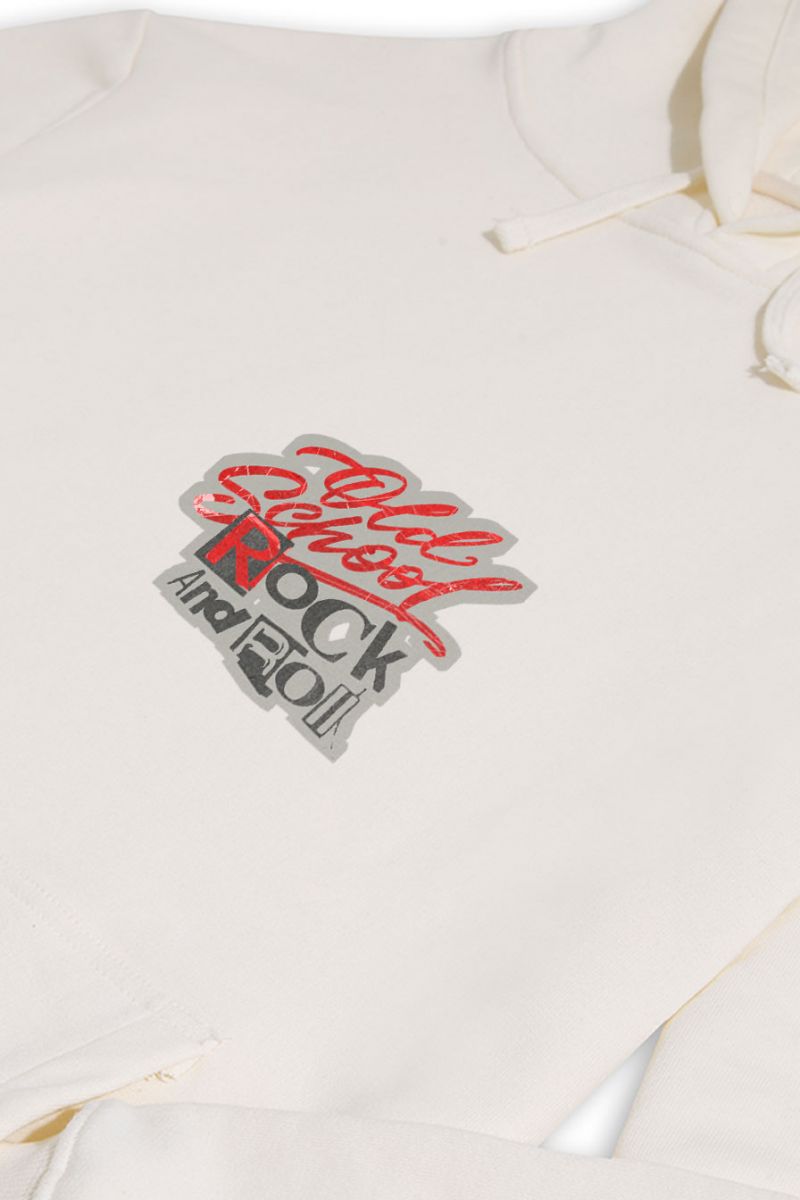 Ecru Premium Cotton Old school Rock and Roll Design Pullover Hoodie