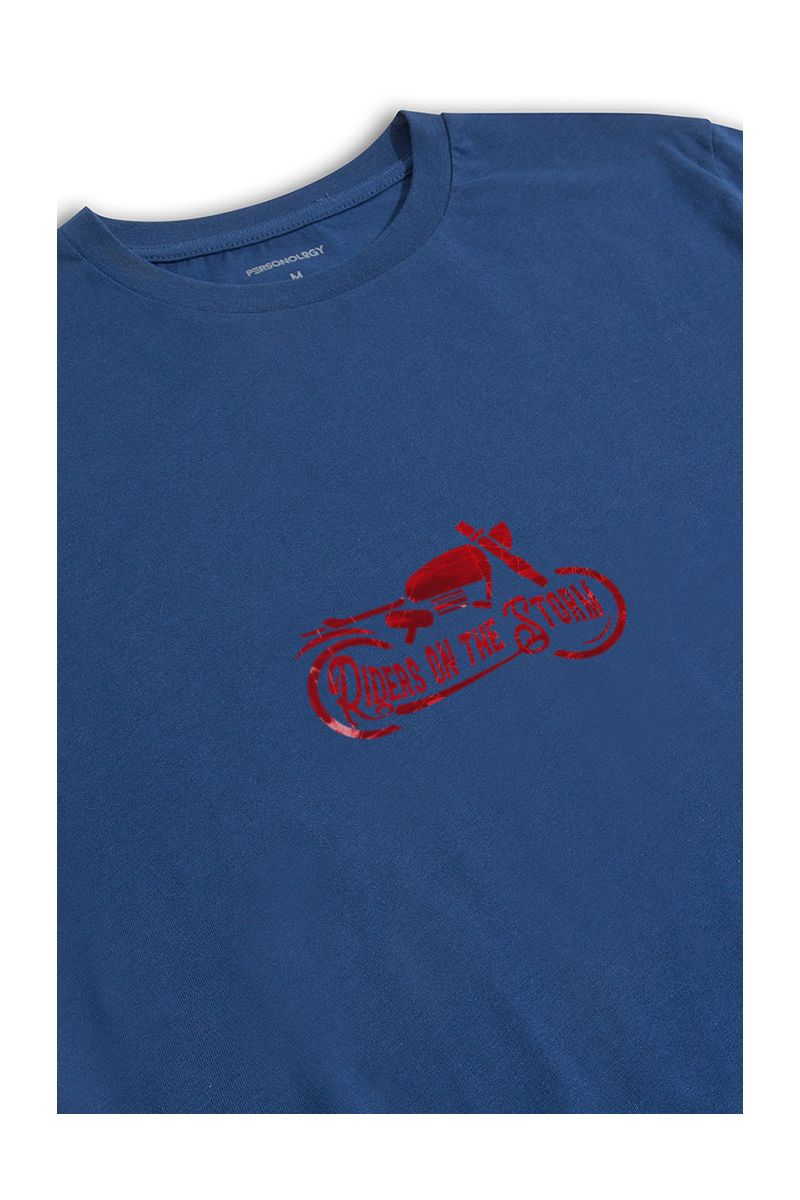 Navy Soft Fabric Riders on the storm Design Short Sleeve Tee