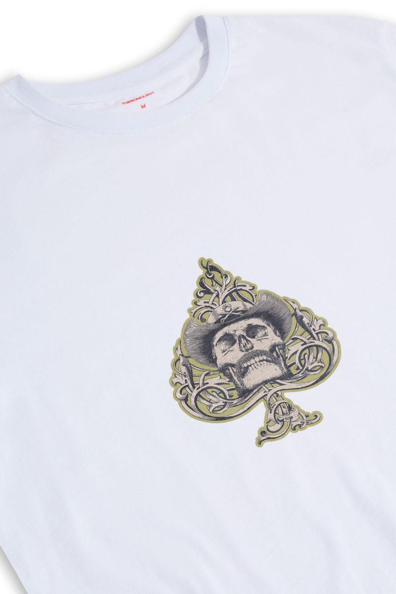 White Soft Fabric Skull Design Short Sleeve Tee