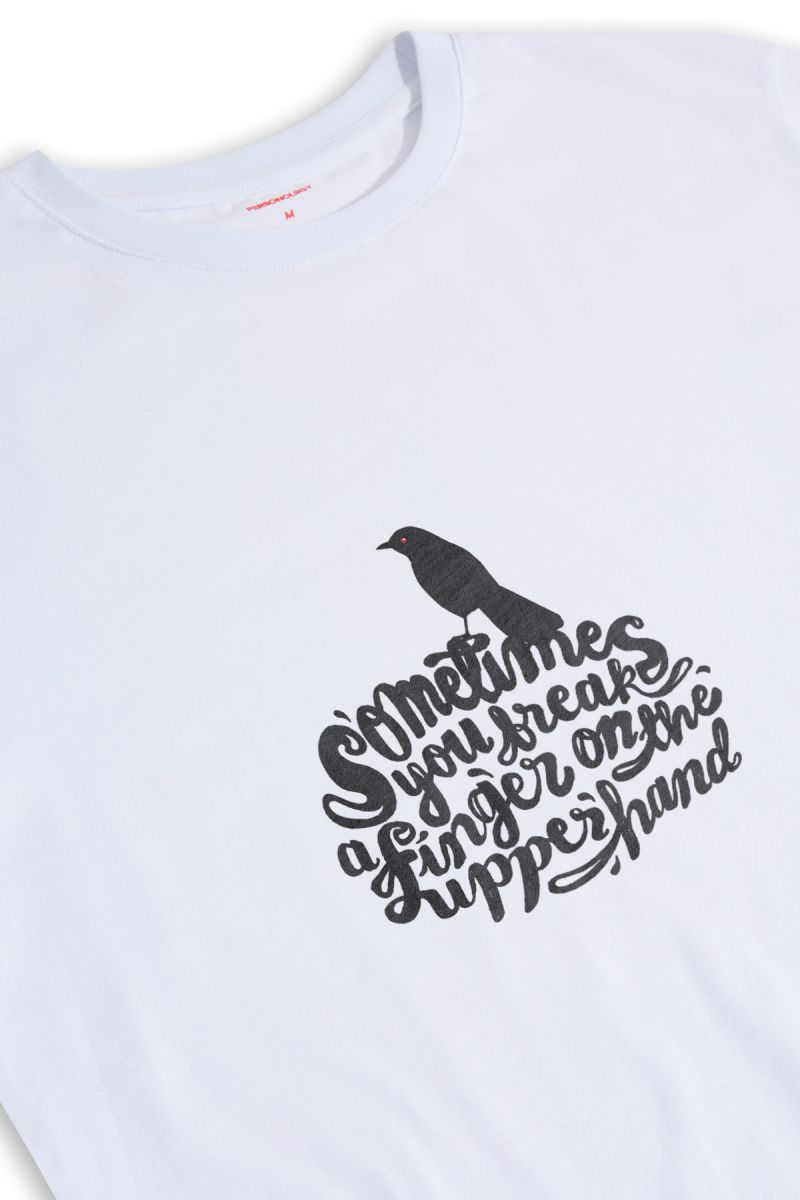 White Soft Fabric Bird Design Short Sleeve Tee
