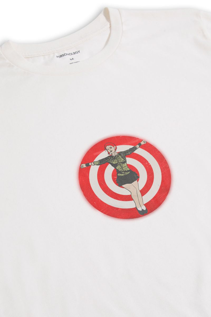 Off White Soft Fabric Target Design Short Sleeve Tee