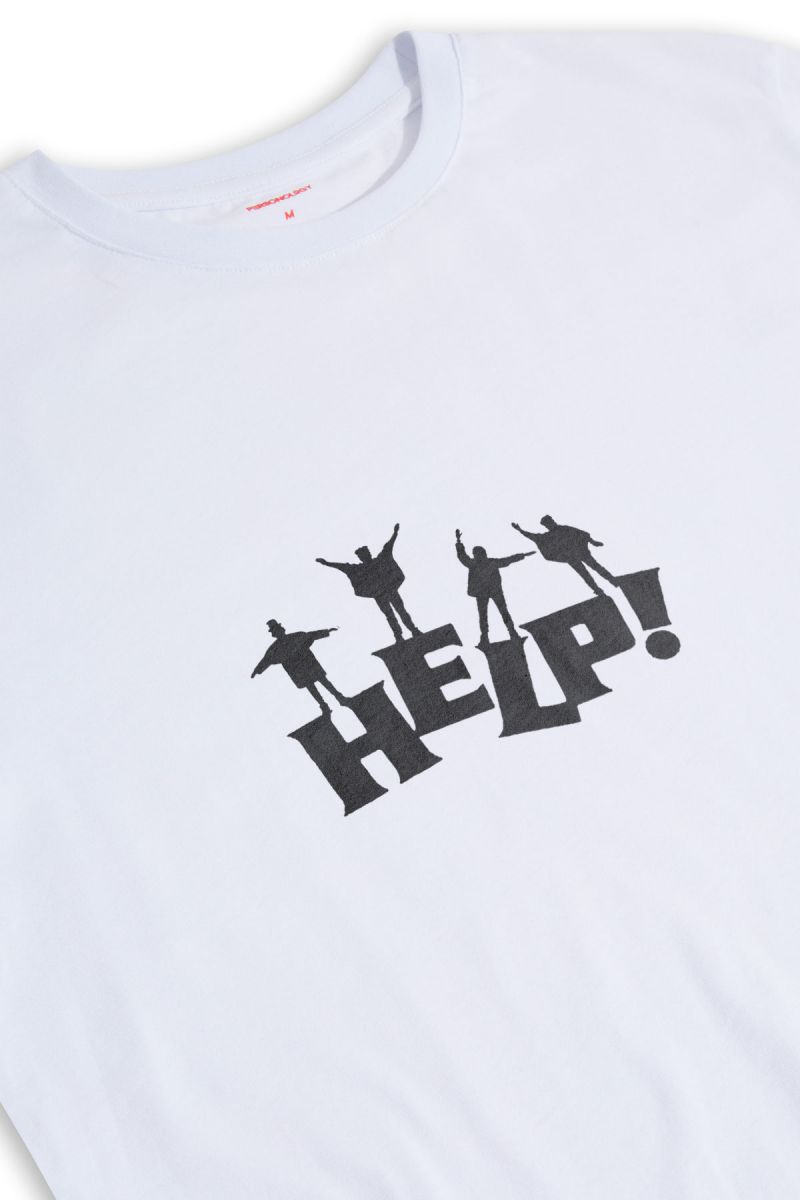 White Soft Fabric HELP Design Short Sleeve Tee