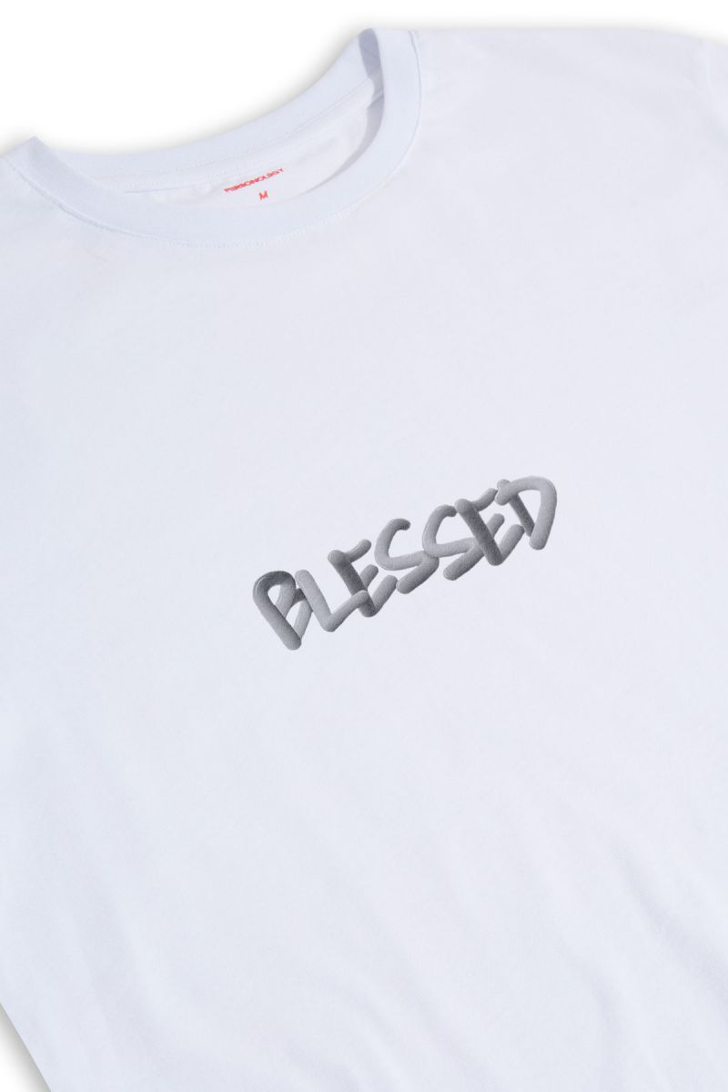 White Soft Fabric Blessed Design Short Sleeve Tee
